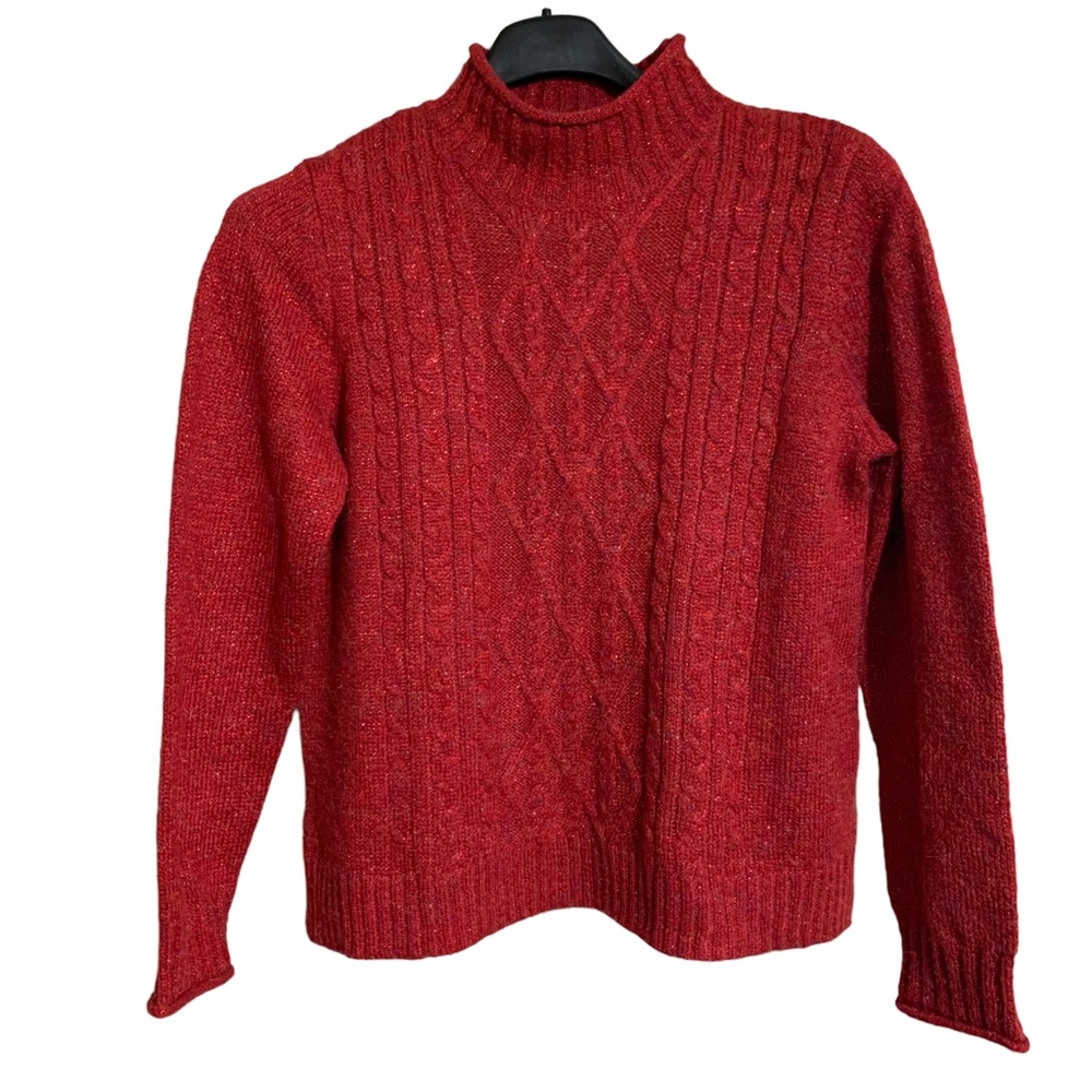 Alfred Dunner Red Cable Knit Chunky Sweater Size Petite Medium NWT